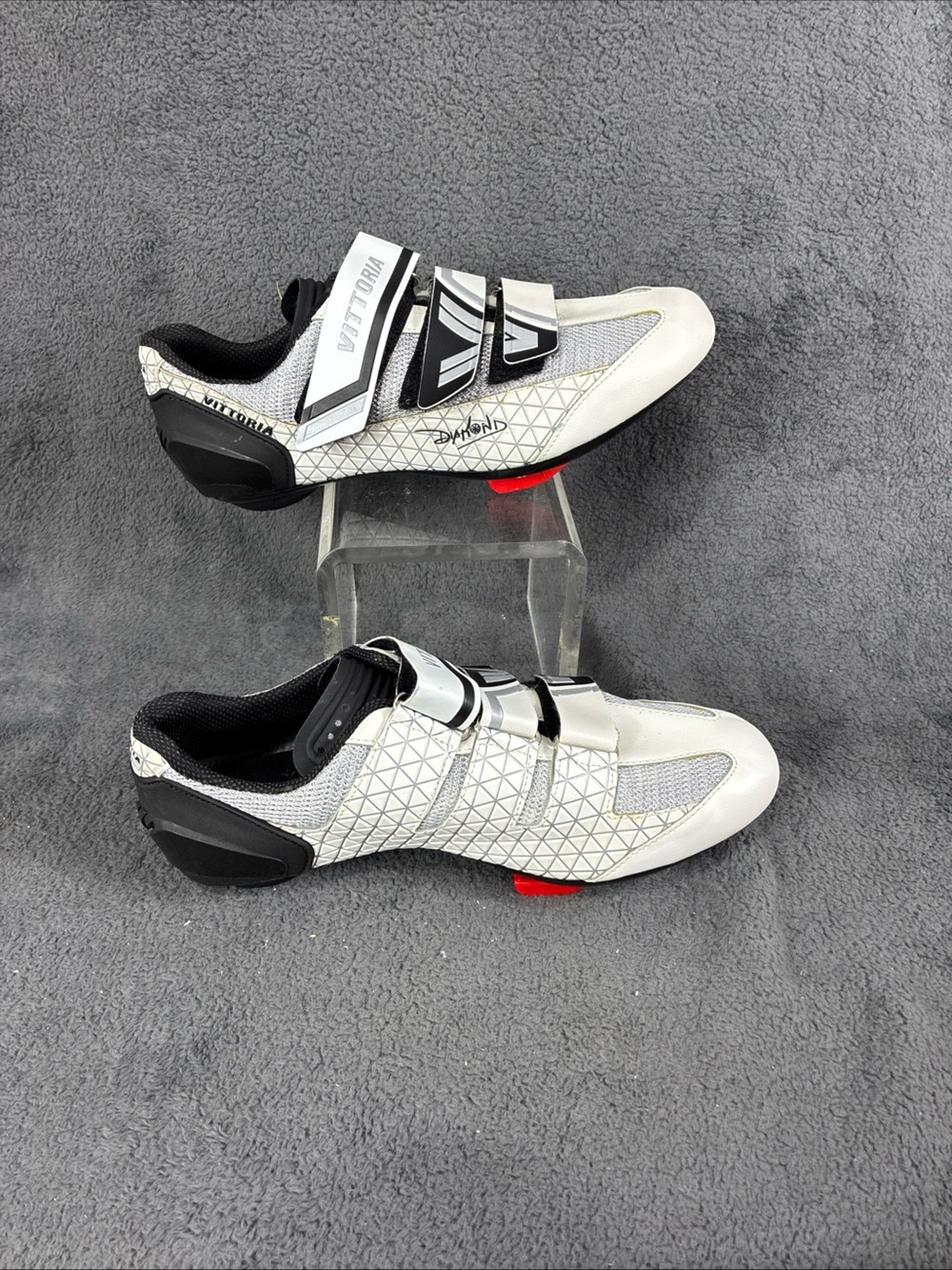 Vittoria White & Black Cycling Shoes with Red Accent